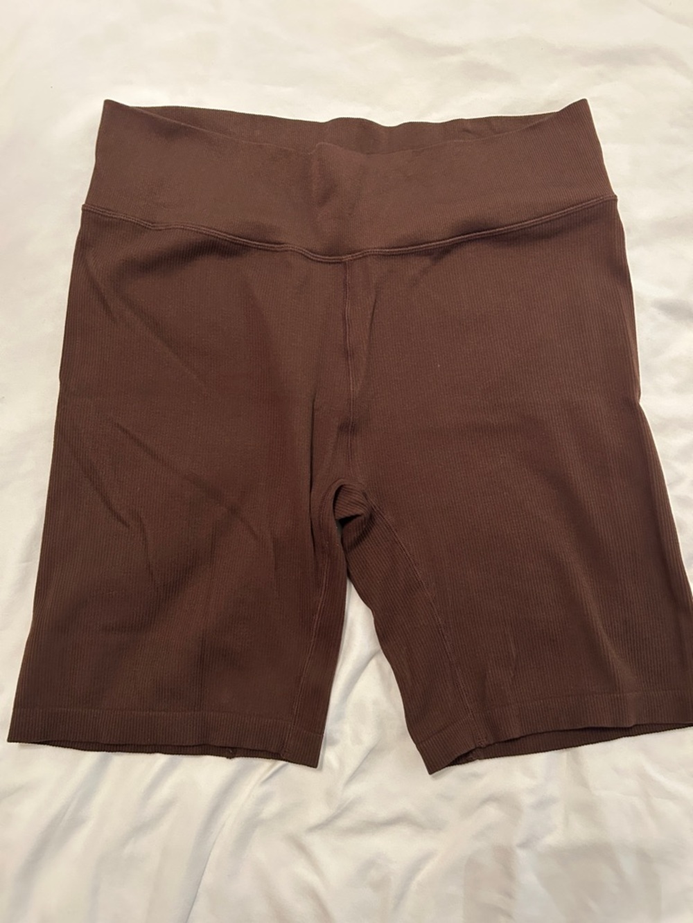 Xersion Women's Ribbed High-Waist Brown Bike Shorts